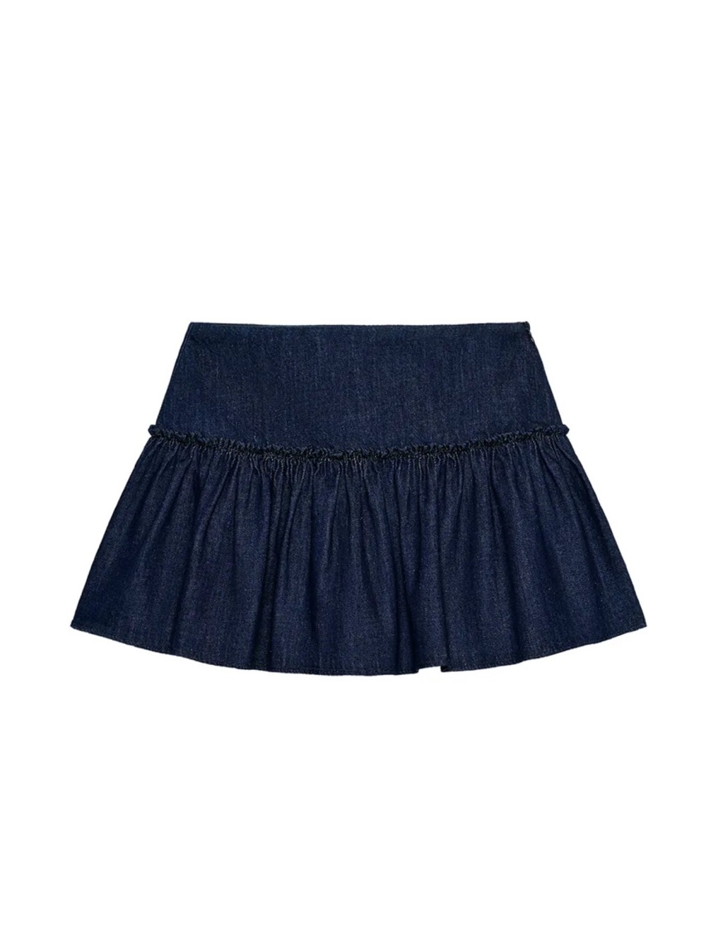 ZARA Denim Ruffle Skort – Size M – Blue Indigo – A-Line Mini – NWT